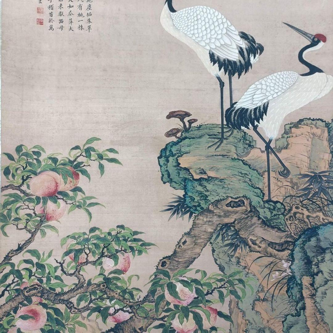 邹一桂「蟠桃図」三尺中堂掛け軸 付属封筒・証明書付 77×175cm - メルカリ