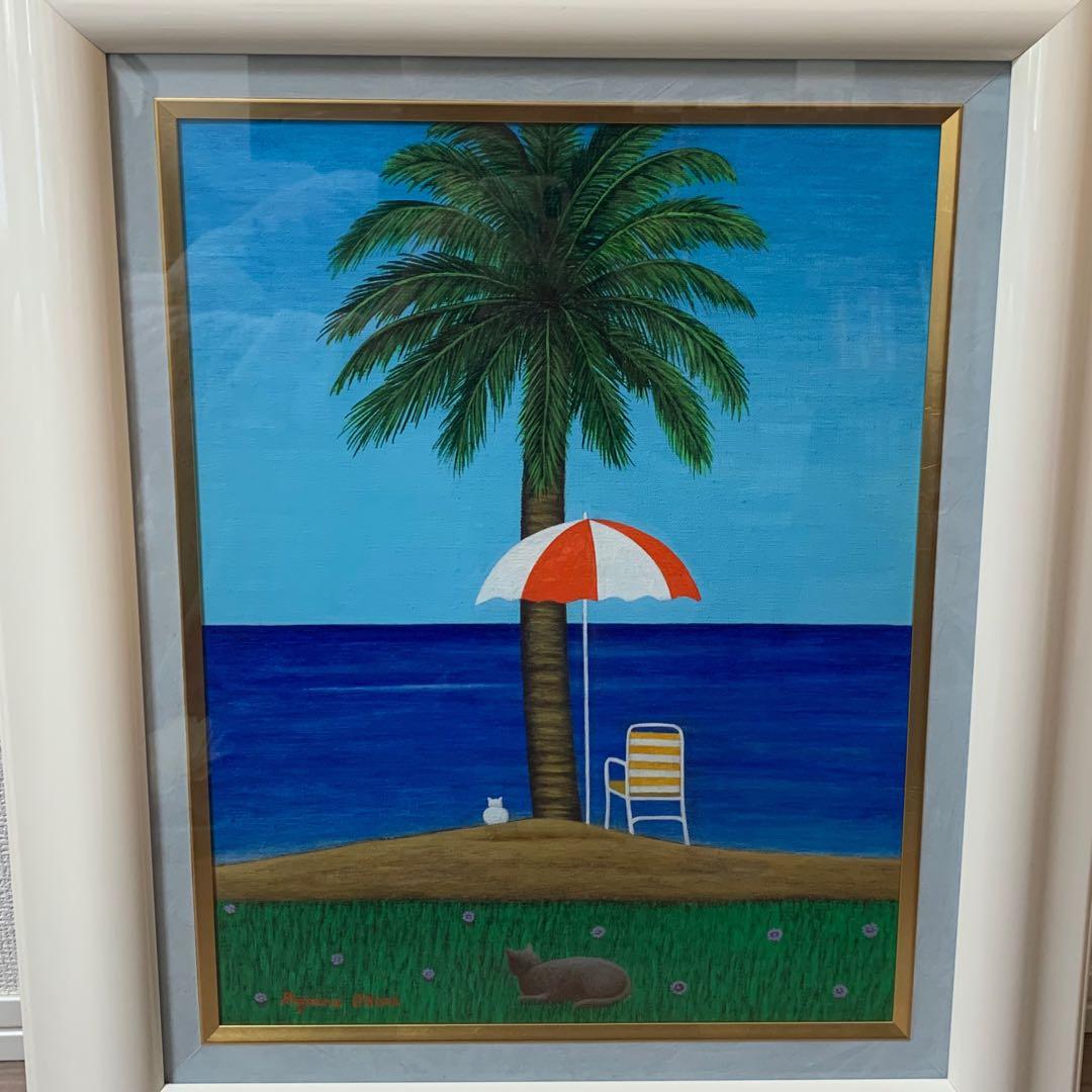 絵画久保田宏油絵朝の漁港特大F50 名画巨大額縁芸術品油彩作品