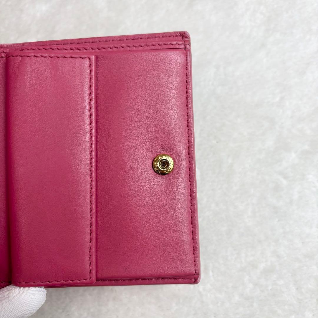 PRADA 二つ折り財布 サフィアーノレザー 本革 バイカラー ピンク リボン