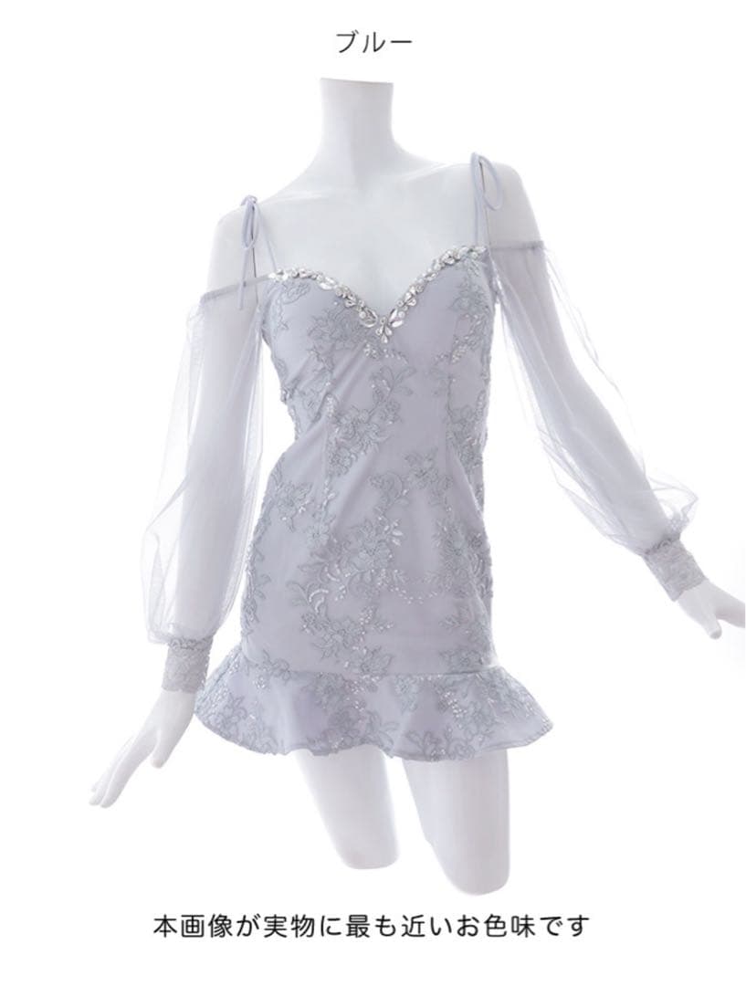 刺繍レースオフショルミニドレス　xsサイズ