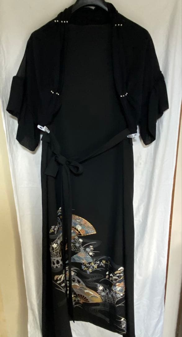 黒留袖リメイク　ボレロ付きロングドレス　大きいサイズ