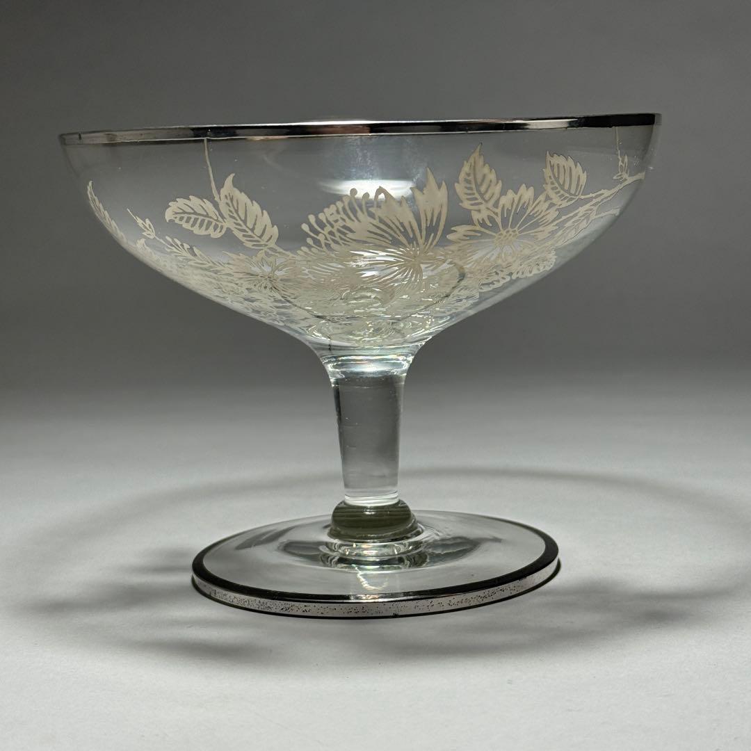 ◇シルバーオーバーレイ シャンパングラス 径14cm 1930〜1940年代