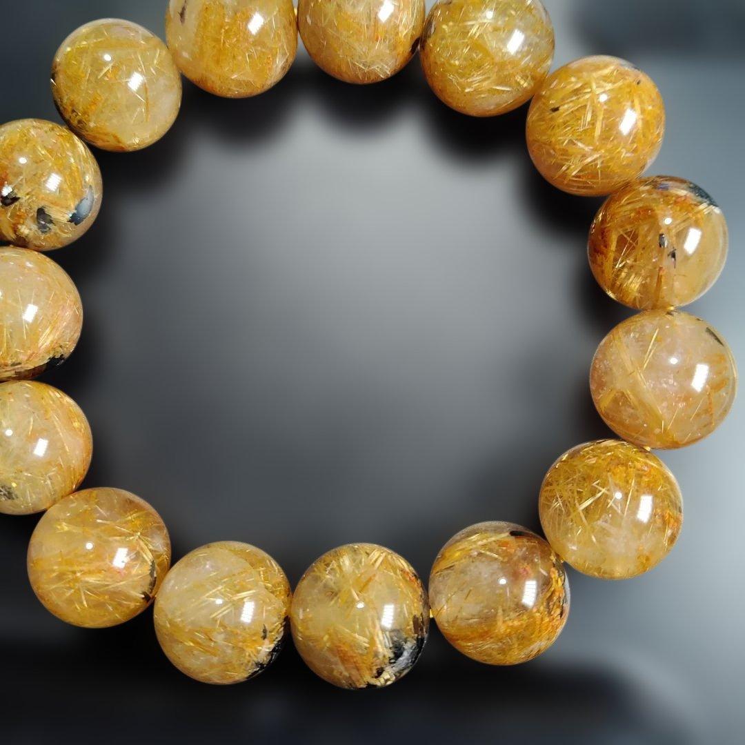 ルチルクォーツ ビーズブレスレット 約12mm