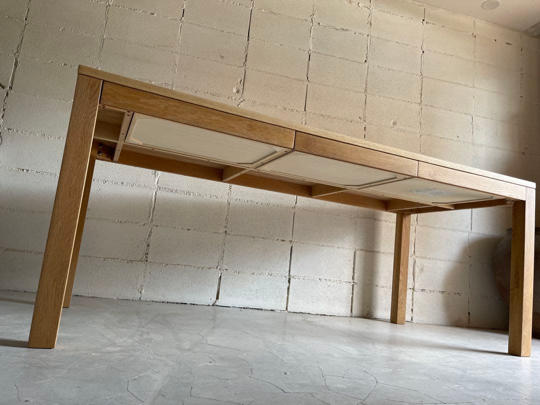 美品　無印良品　MUJI ダイニングテーブル　180 オーク無垢材　引出し付