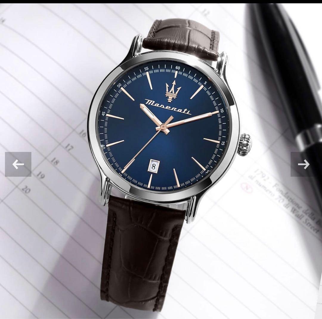 Maserati エポカ 42mm ブルーダイヤル ブラウンレザー