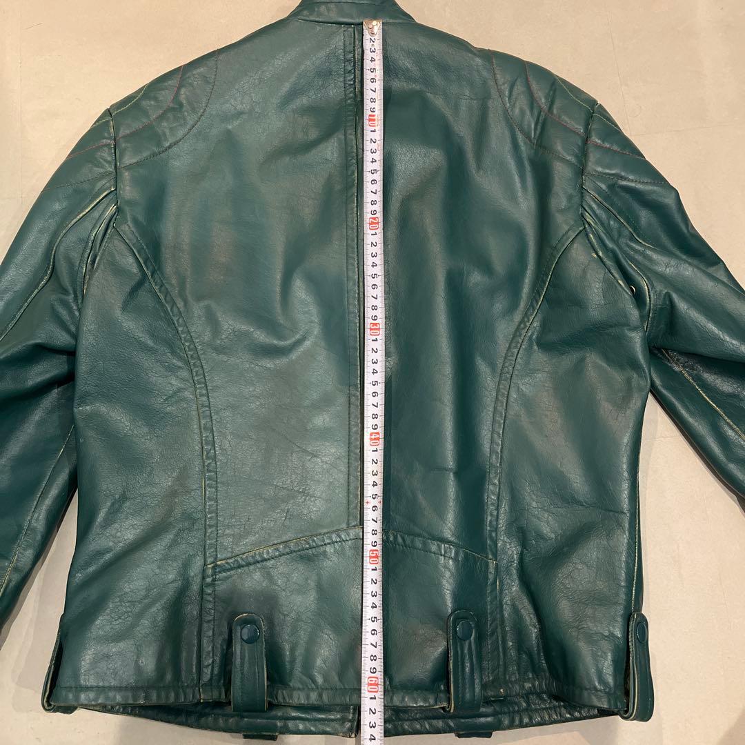 schott ショット シングルライダース レザージャケット L グリーンの