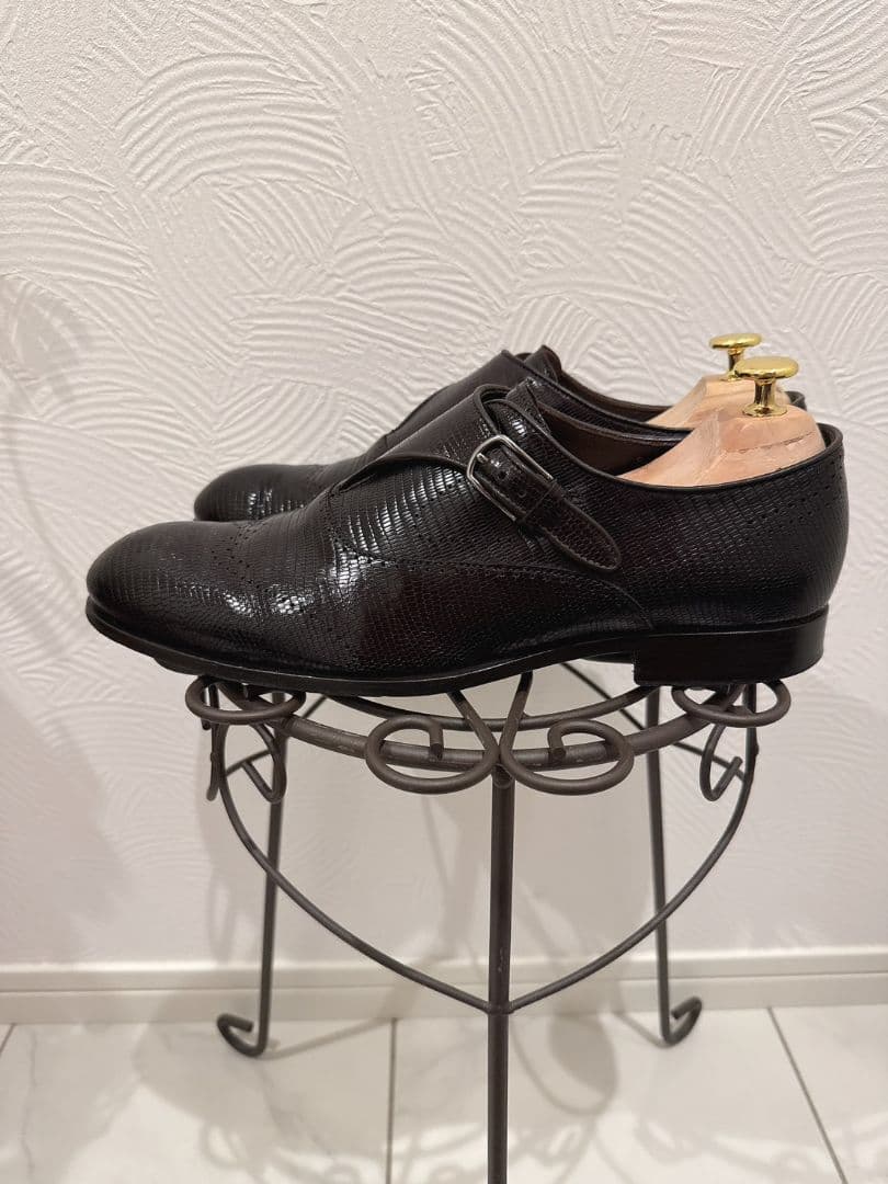 EMPORIO ARMANI リザードレザーモンクストラップ 革靴 イタリア製