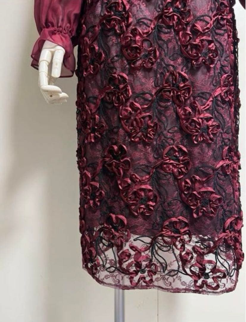 新品東京ソワールMARIKO KOHGA 日本製 高級刺繍レースドレスワンピース