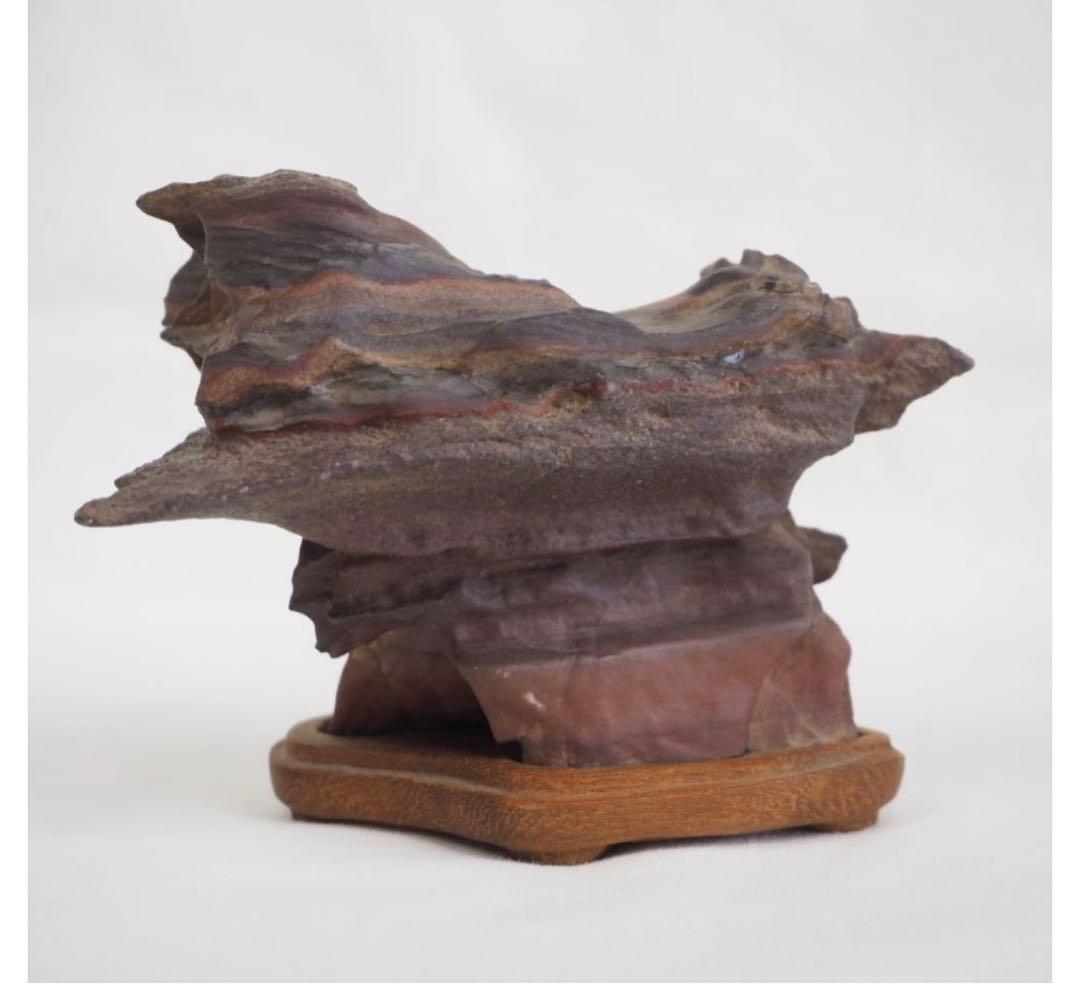 送料無料水石愛好家蔵品放出 山水石鑑賞石 天然石 盆石 奇石 茶道具置物