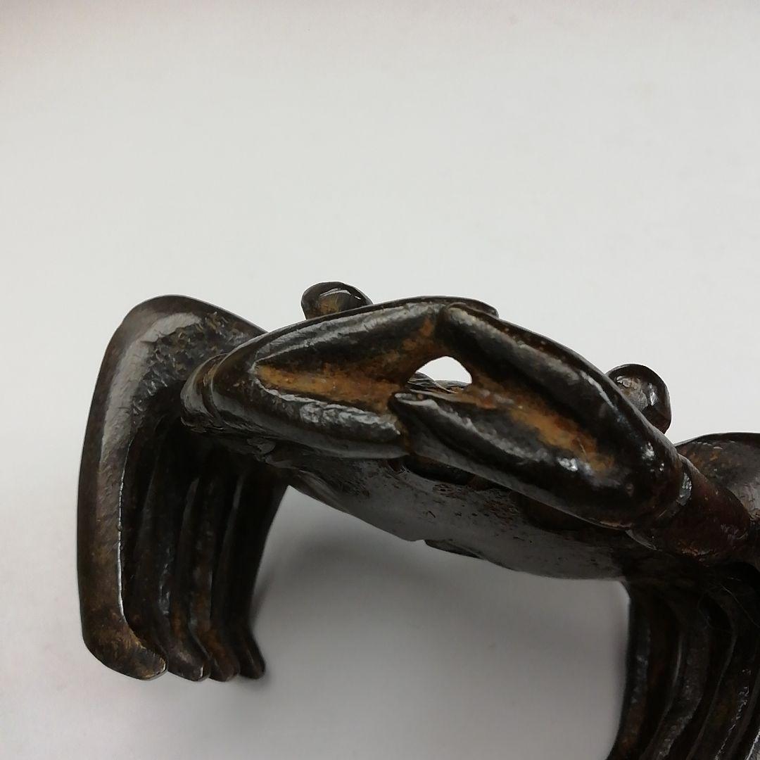 T724 蓋置 『蝋型鋳銅 蓋置』『蟹』『牧田秀雲 作』 共箱 茶道具