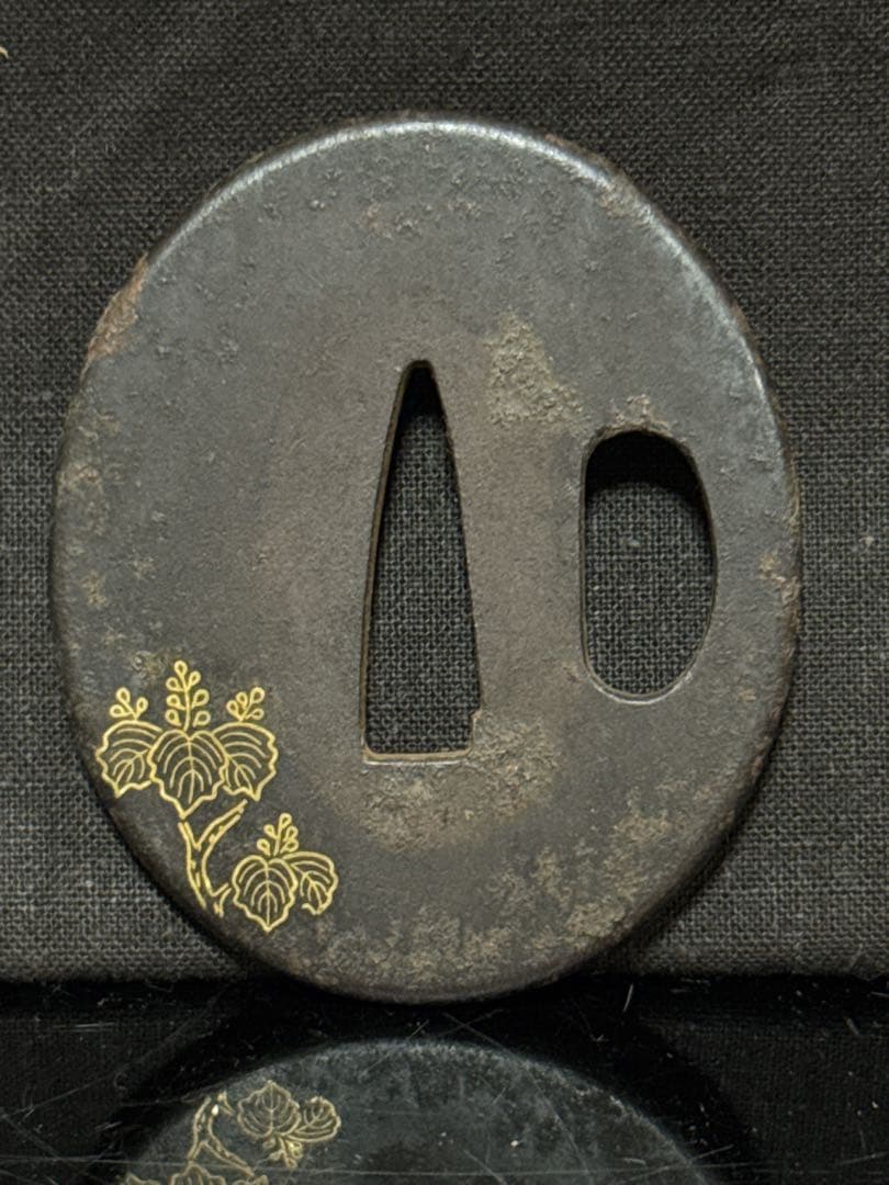 時代 古作 金銀象嵌 金象嵌 鍔 2点 武具 闘争具