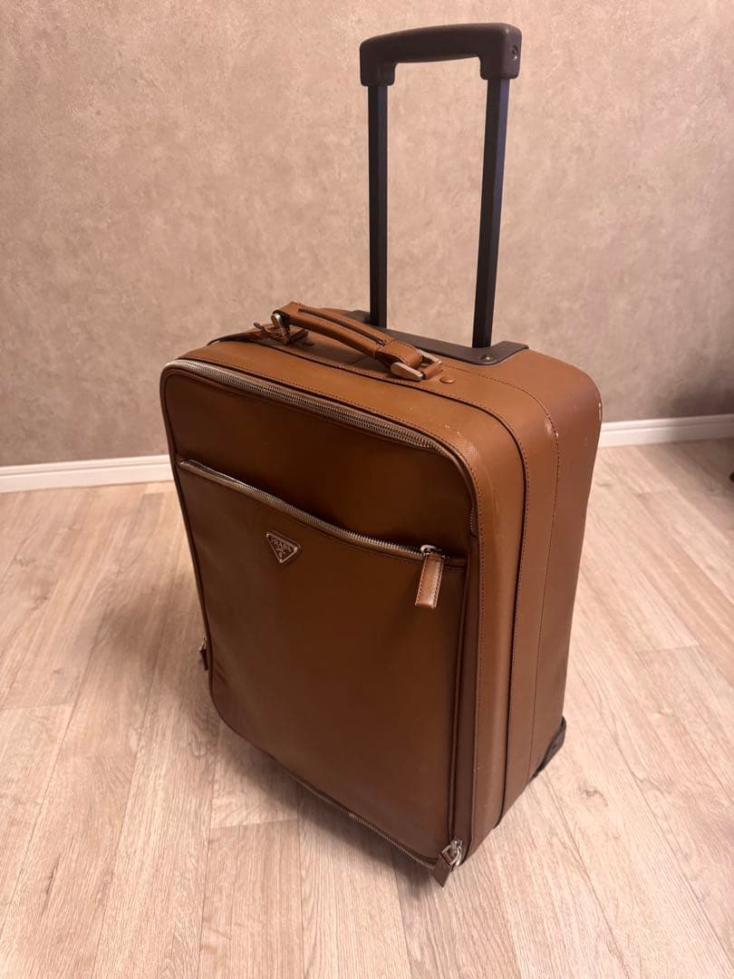 プラダPRADA 三角ロゴ サフィアーノ キャリーケース ブラウン