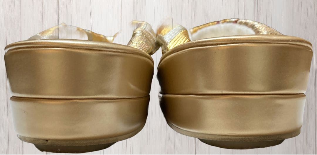 和装用花柄金色バッグと草履セット　合計2点