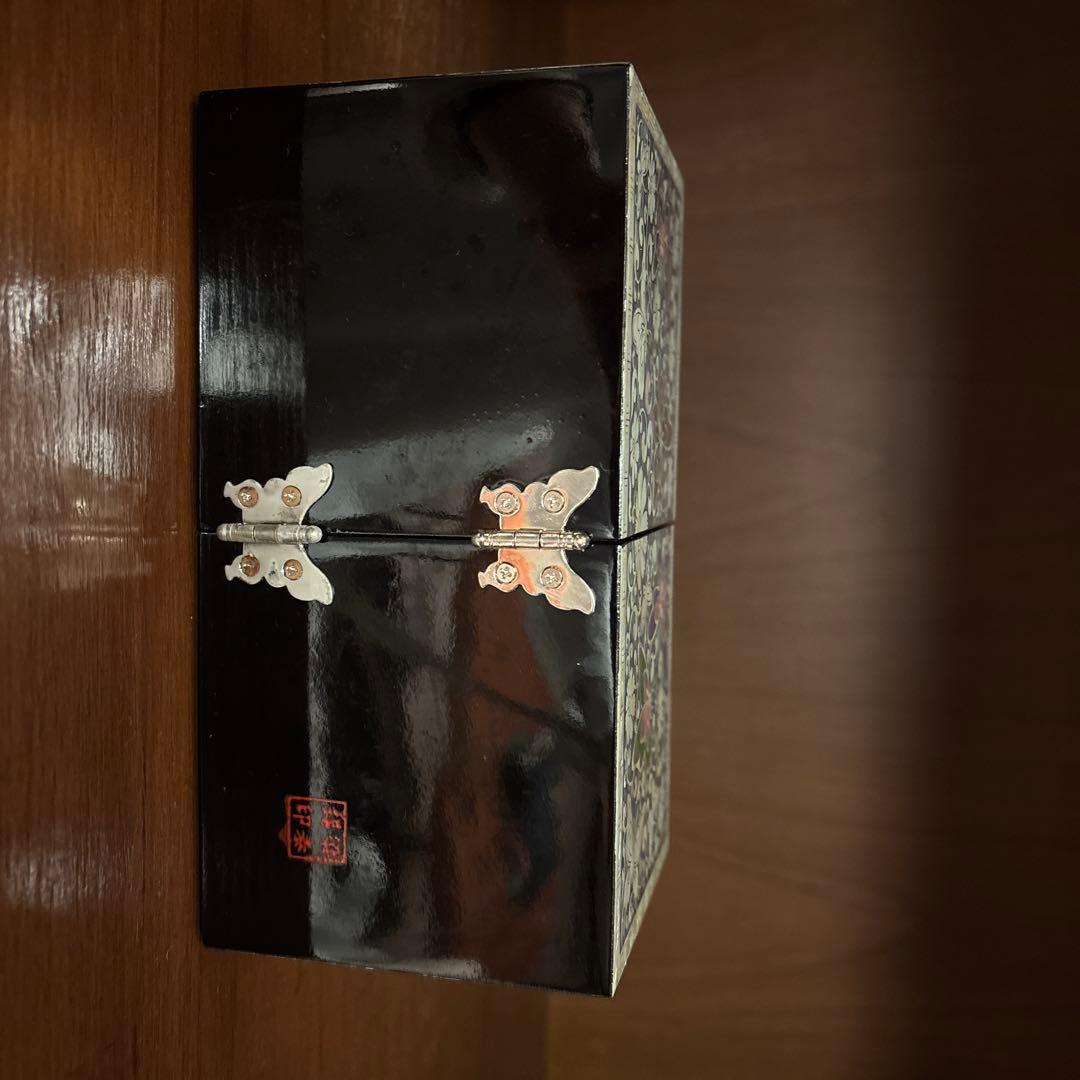 韓国 伝統工芸 螺鈿細工 双子宝石箱 ジュエリーボックス 小物入れ 蝶 花