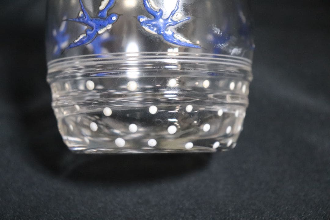 1840年代 アールデコエナメル彩燕紋小瓶 ウランガラス アウトレット