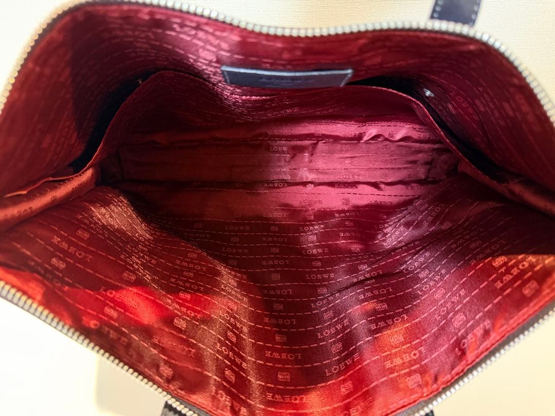 ロエベ ビジネスバッグ トレド アナグラム ロゴ A4可 レザー ネイビー