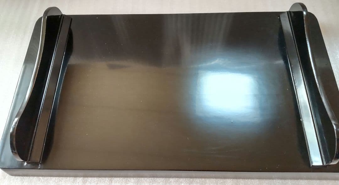 漆器　角盆銀縁