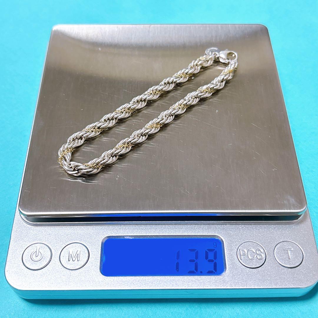 【美品】18.3cm ティファニー ツイストコンビブレスレット 925/750