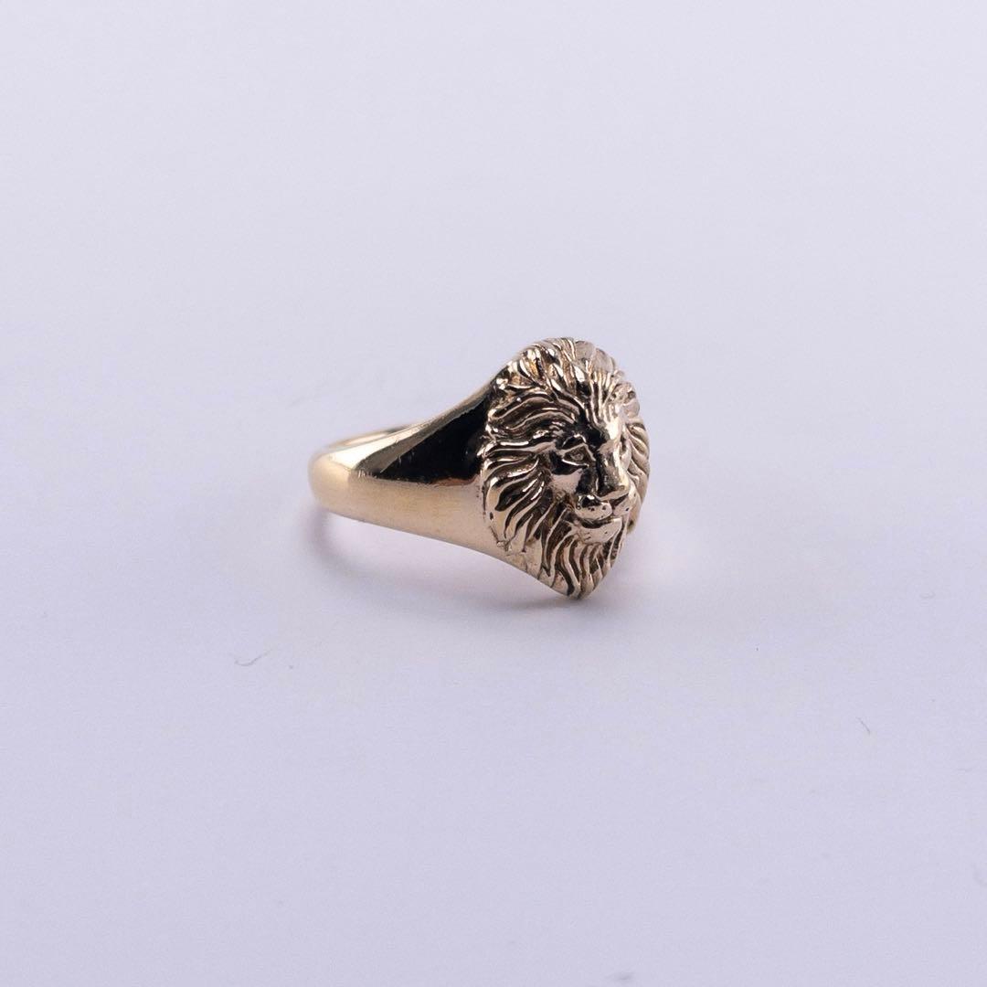 英国 シルバー925 金 ヴィンテージ ライオン シグネットリング 11.5号