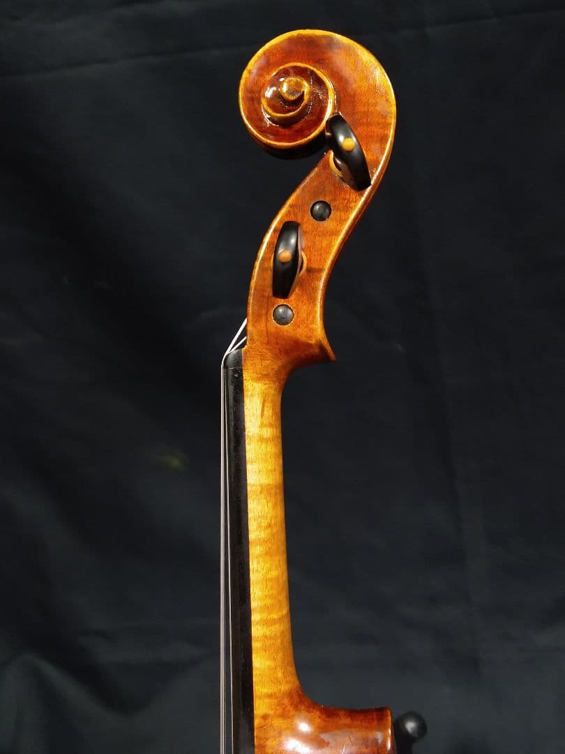 珍しい 、美しいデザインの 手作り バイオリン　カーボンファイバーケース＆弓付き