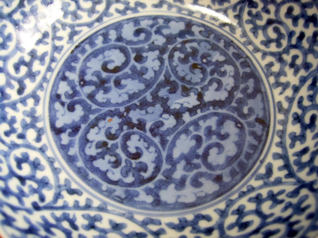 江戸中期 古伊万里 藍柿右衛門 蛸唐草 白抜蛸唐草 なます皿 / 逆蛸唐草