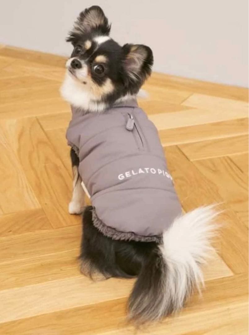 GELATO PIQUE 中綿ベスト 犬服 グレー Mクリスマス ショッパー｜Amazon