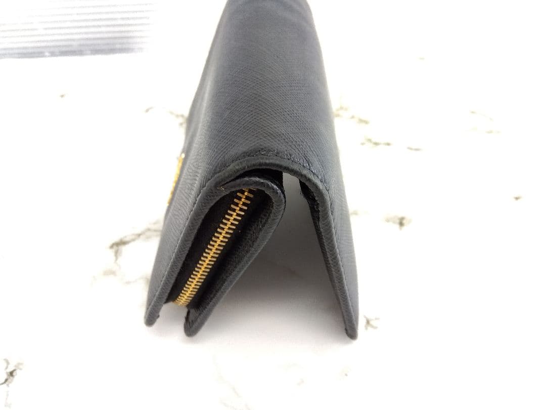 APV18 プラダ サフィアーノメタル L字ファスナー財布 ゴールド金具