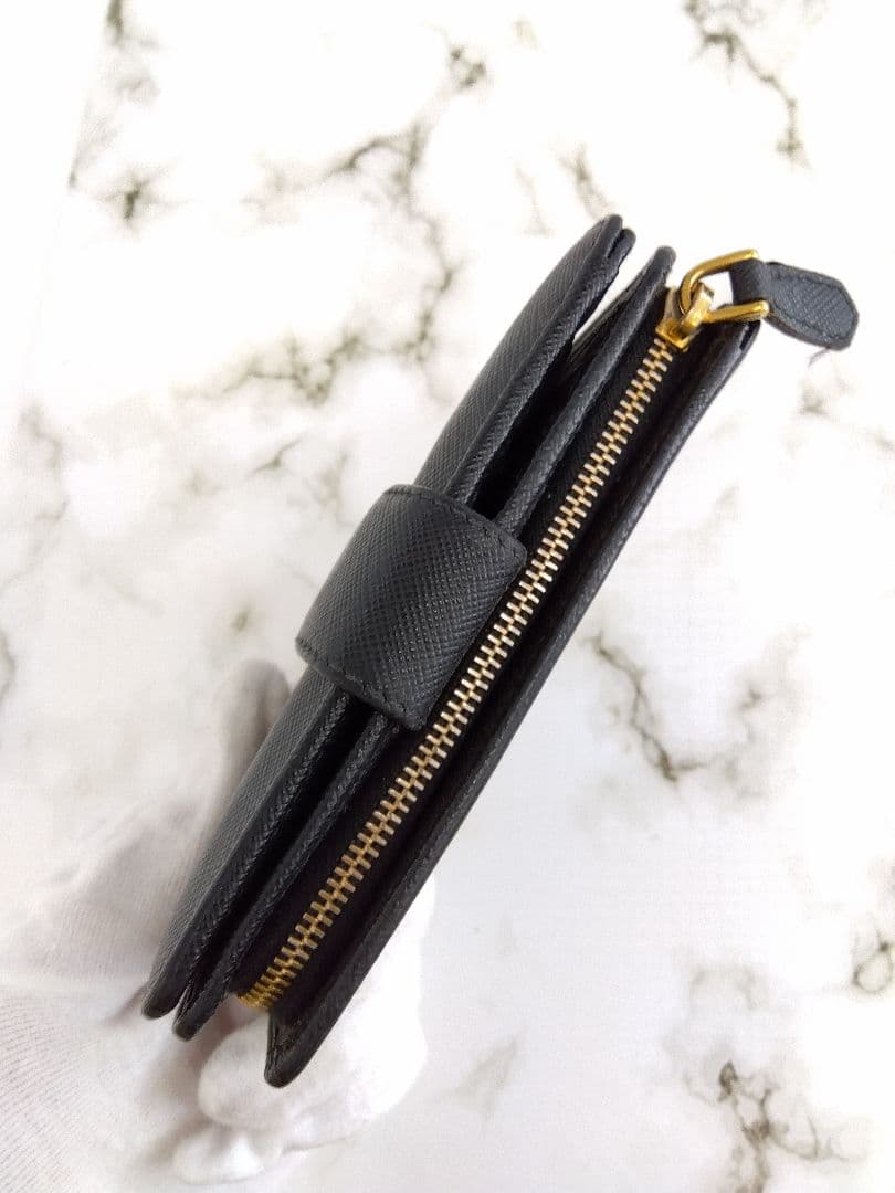 APV18 プラダ サフィアーノメタル L字ファスナー財布 ゴールド金具