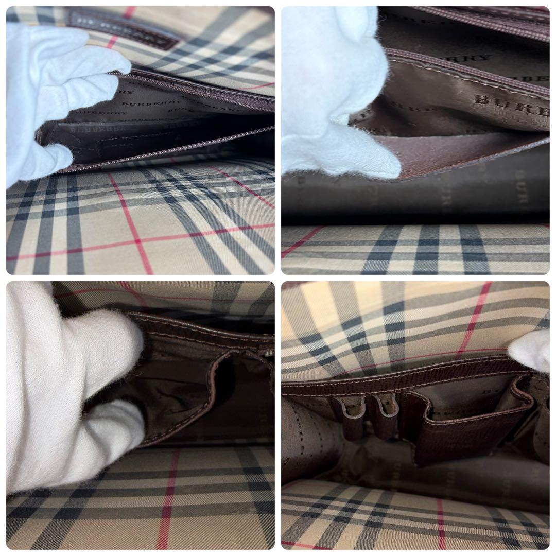 【希少】BURBERRY 本革 ブリーフケース ビジネス ノバチェック A4可