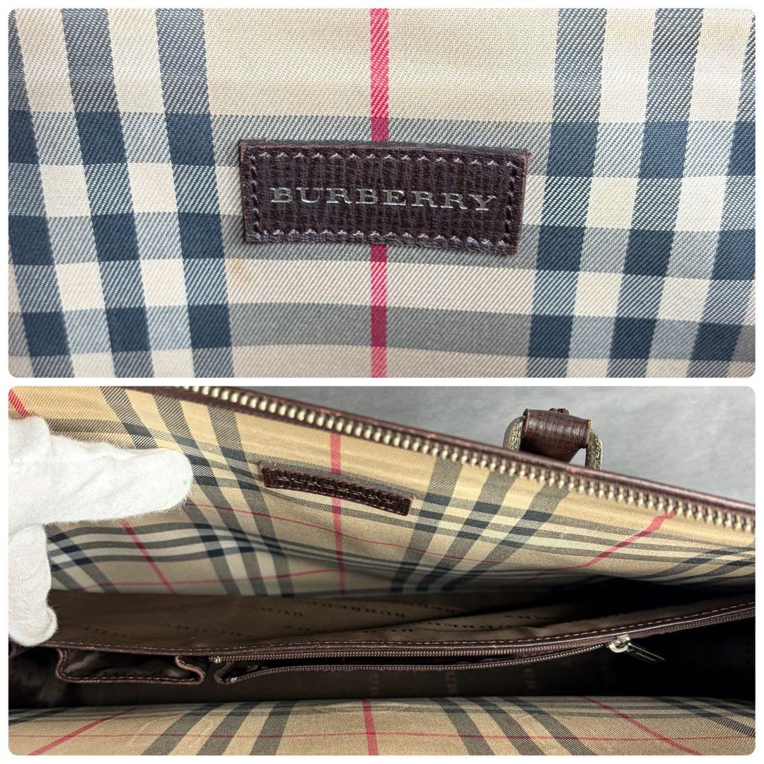 【希少】BURBERRY 本革 ブリーフケース ビジネス ノバチェック A4可