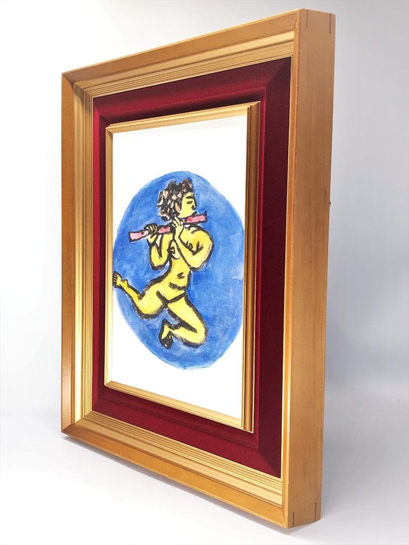 【 梅原龍三郎『笛吹童女』】　藤田画廊十周年記念　額入工芸