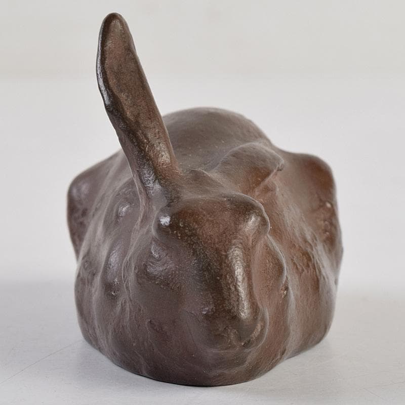 古銅　ブロンズ像　兎　置物　三郎刻印あり(吉田三郎？)　時代箱付　V　R9104