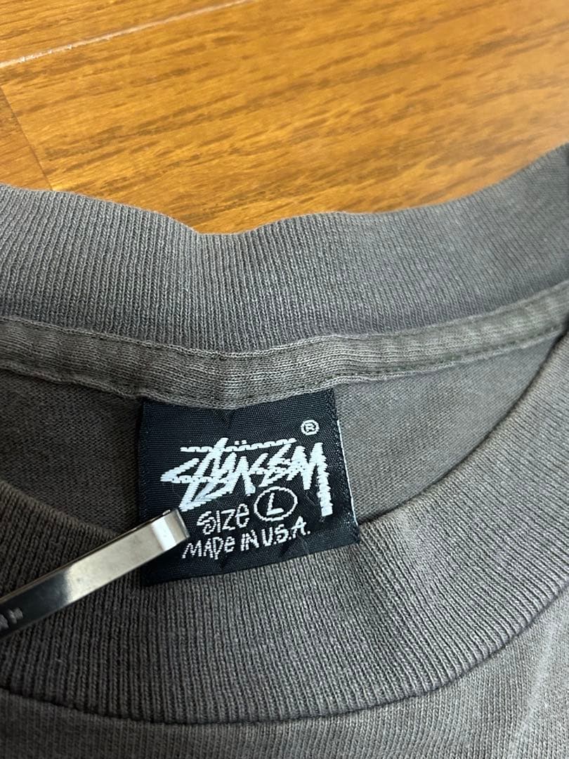 【美品】Stussy ストゥーシー　グレー 半袖 Tシャツ バックプリント