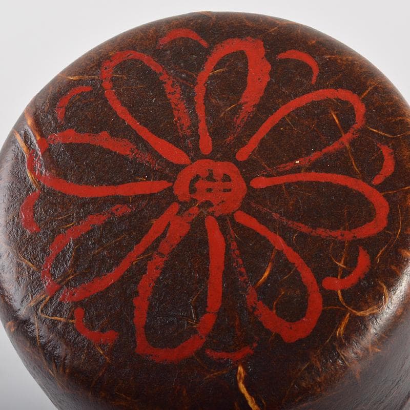 山中塗　道場宗廣作　雲龍和紙張　菊之絵　自画　大棗　松長剛山極め箱　VR6647