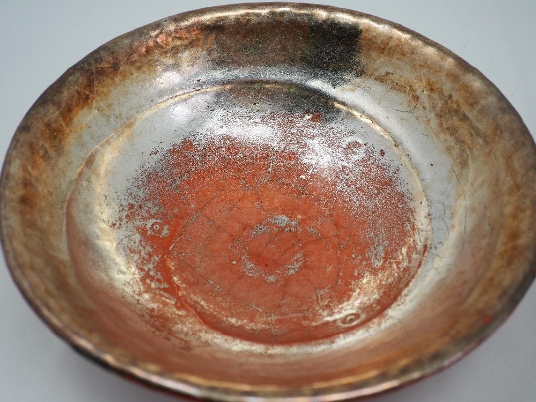 京焼 嶋台茶碗 茶碗2口 和楽造 金箔 銀箔 赤楽 焼き物赤楽嶋台茶碗