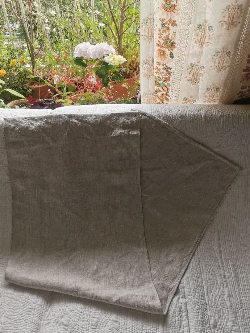 アンティークフランス ラスティック ホームスパンリネン イニシャル赤