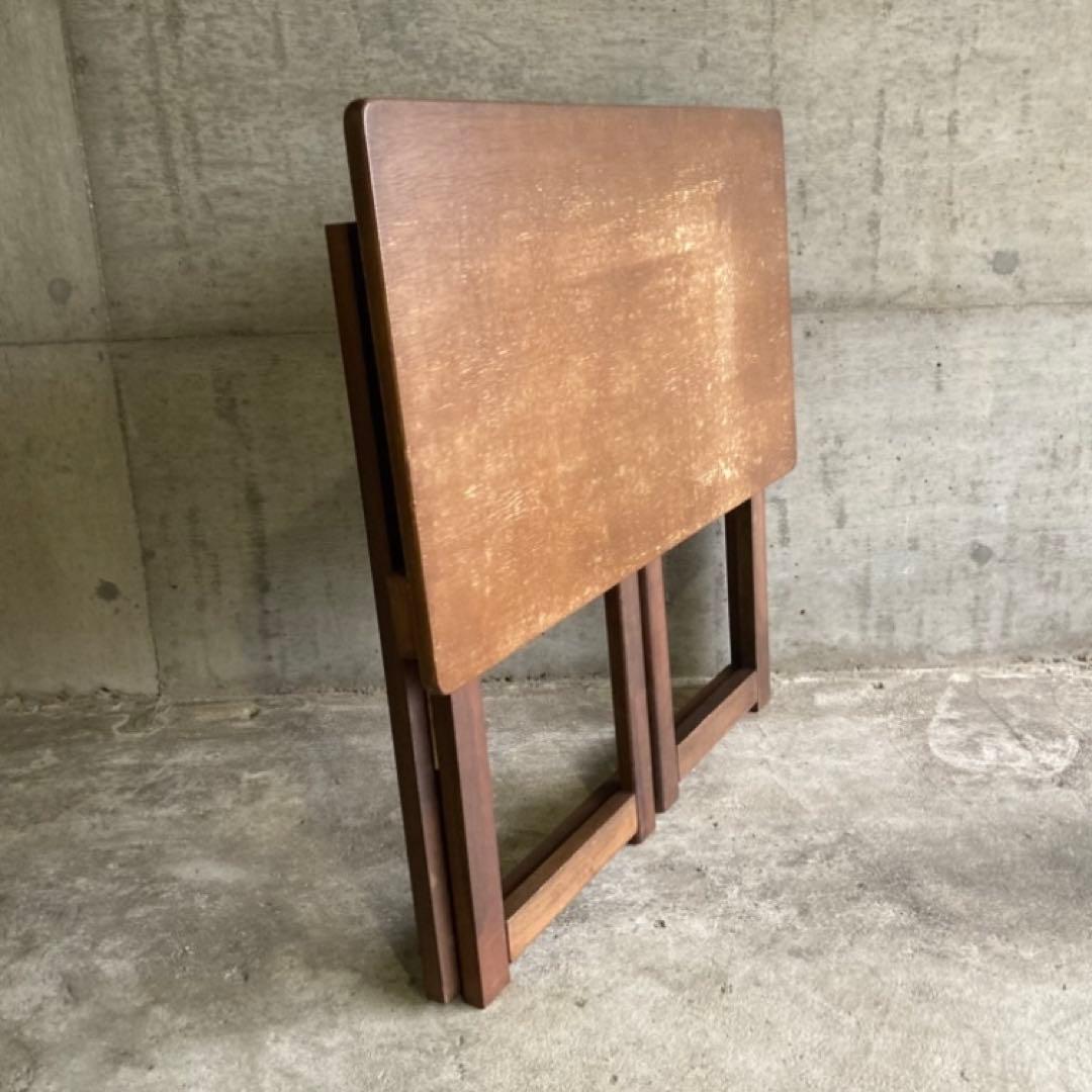 レトロな味のある机 テーブル デスク 作業台 勉強机 折り畳み 角型 木製