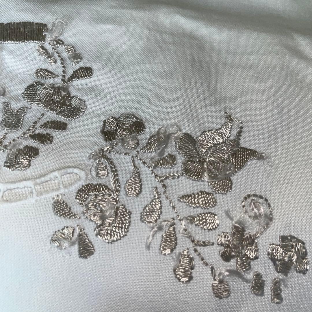 フランスアンティーク 花籠の刺繍 カットワーク 生地 S115