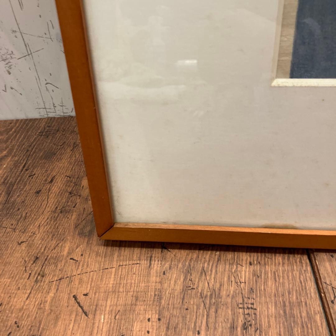 阿部笙子作 日本画 女性 着物 月 狐 木版 版画 アート 美術 芸術 額縁 美術