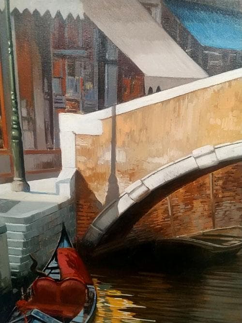 ラファエル・フィオレベネチア風景 原画一点モノ油絵キャンバス本体 真筆