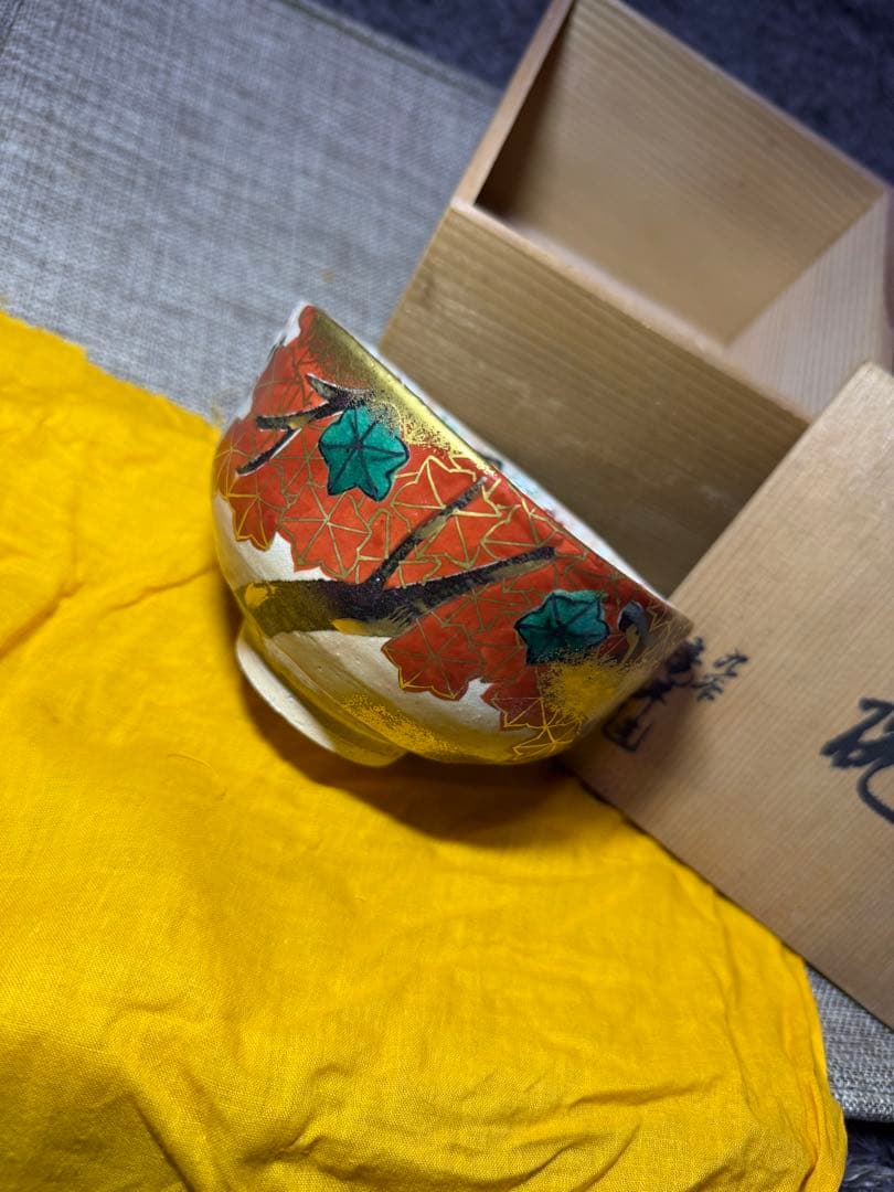骨董 雲錦大茶碗 茶道具 煎茶道具 抹茶道具 抹茶碗 茶器 共箱
