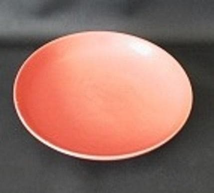 中国古美術/缸豆紅釉盤(底款:大明天啓年製)明代/