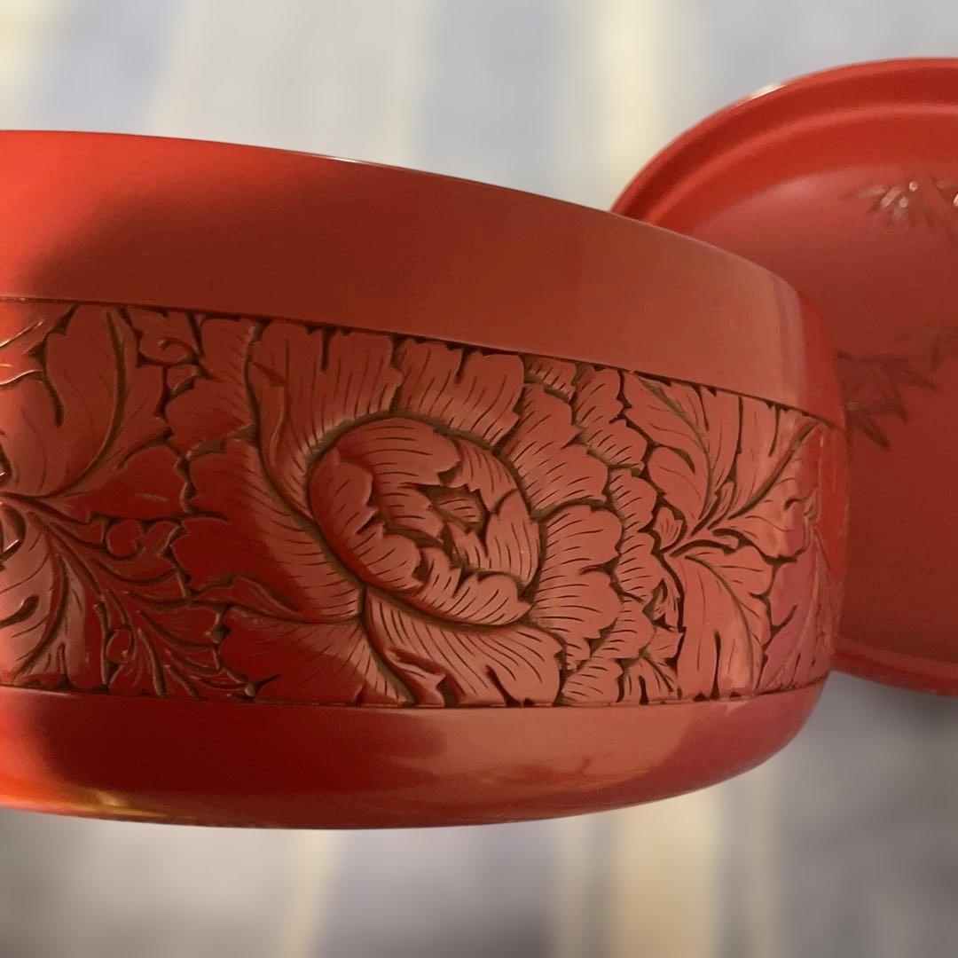 漆塗り茶櫃 村上木彫堆朱 川村庚堂作