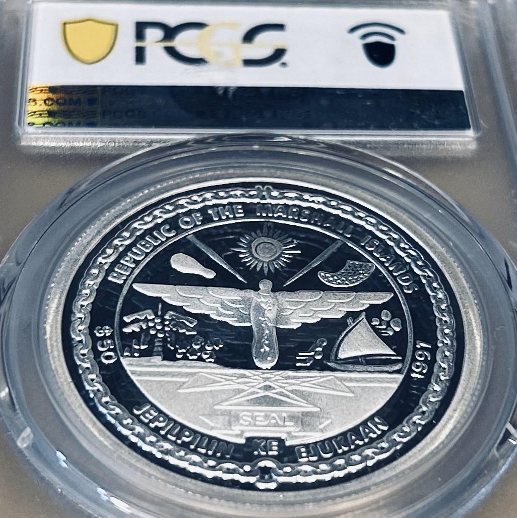 ☆レア 世界に4枚 1997 マーシャル諸島 ダイアナ妃 50ドル銀貨 PCGS