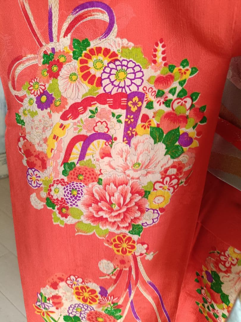 専用です☆アンティークオレンジピンクの着物とミニだらり帯