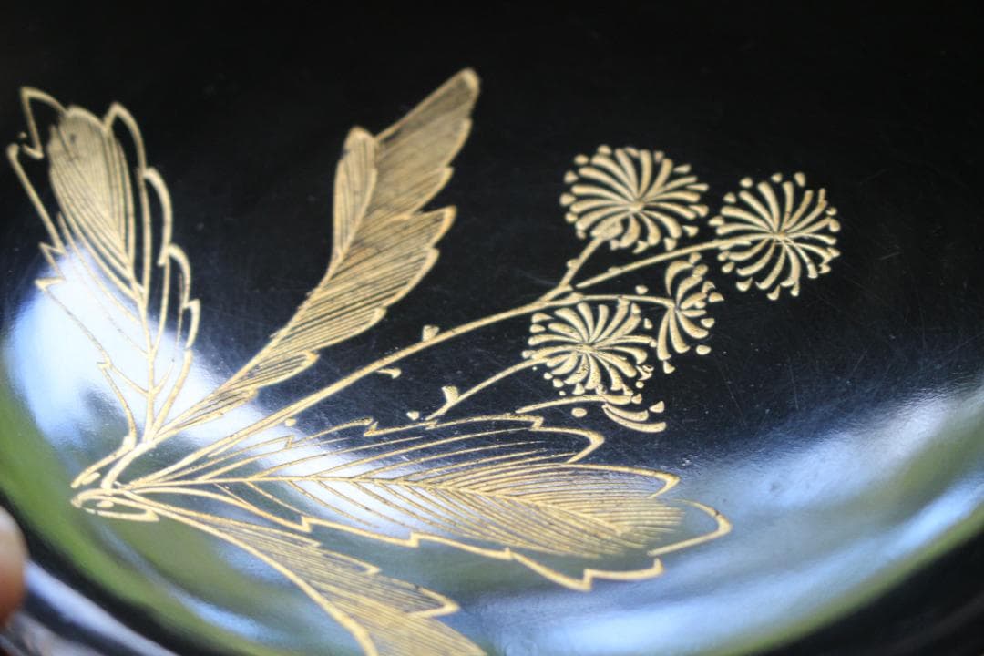 絵柄選択可！時代朱漆に優美な草花沈金のお椀10点（検輪島塗懐石椀沈金椀