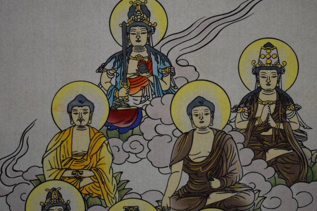 真作/大阪十三仏霊場図/桐共箱付/布袋屋掛軸HG-707