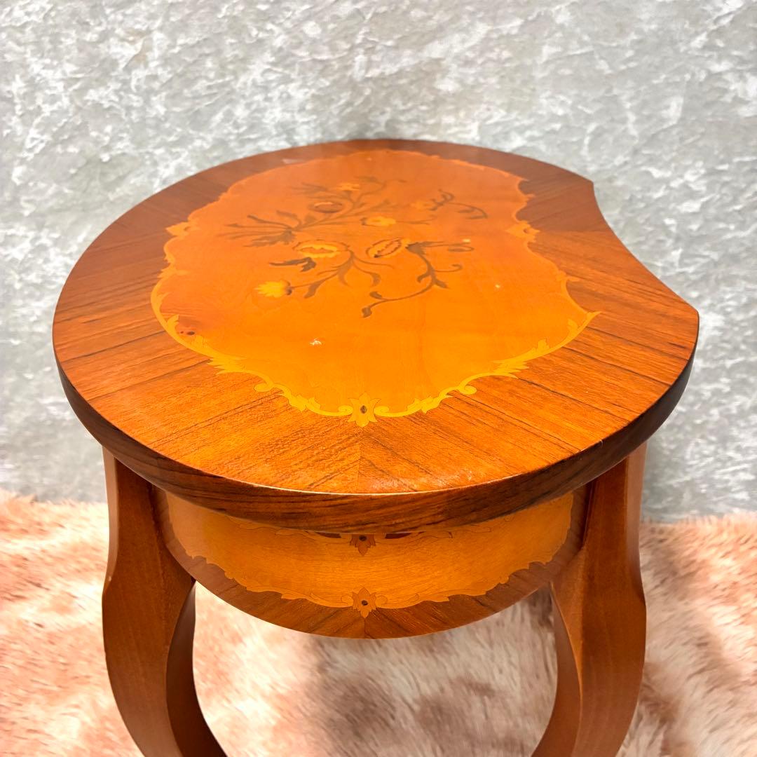 イタリア製 アンティーク調 象嵌風 サイドテーブル コーヒーテーブル