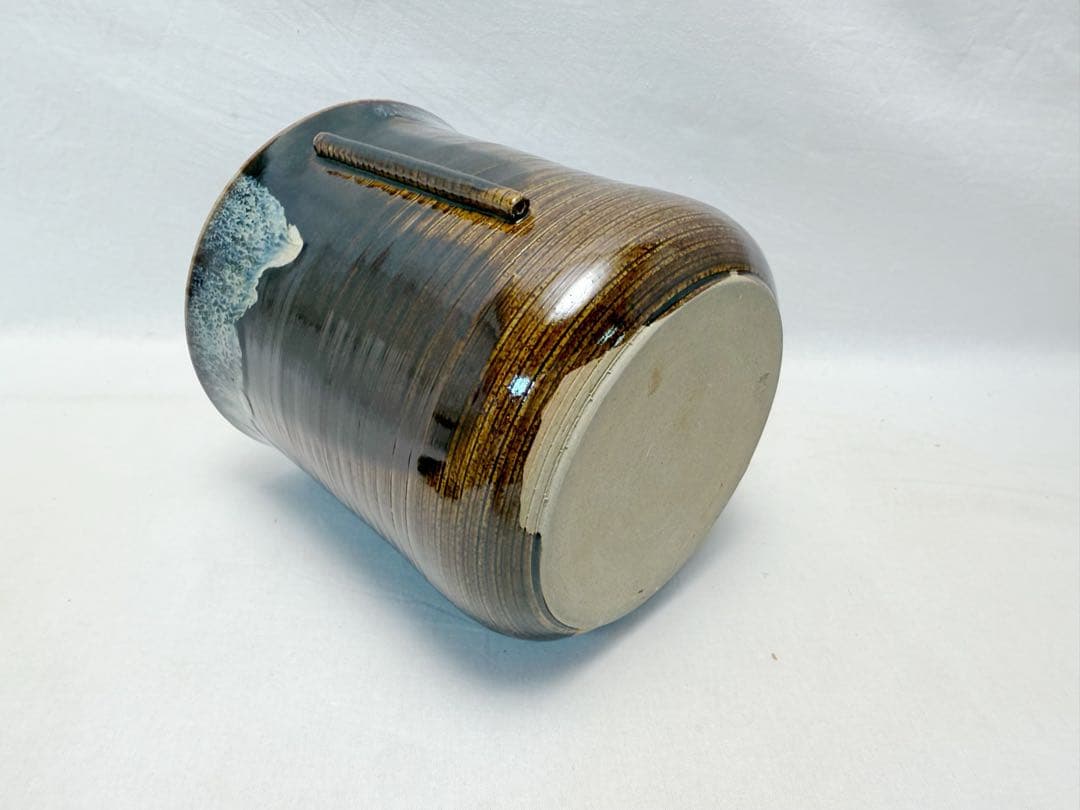 未使用 茶道具 青柳翠峰作 高取焼 管耳 水指 陶印有