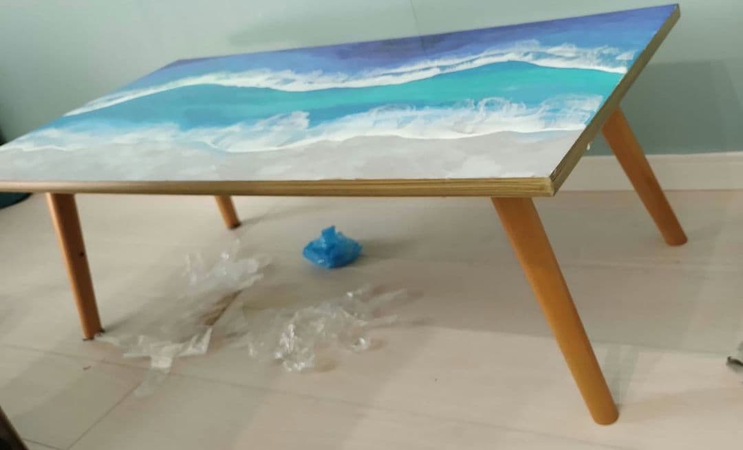 大型オーシャンレジン折り畳みアート作品ハンドメイド宮古ブルー ロー